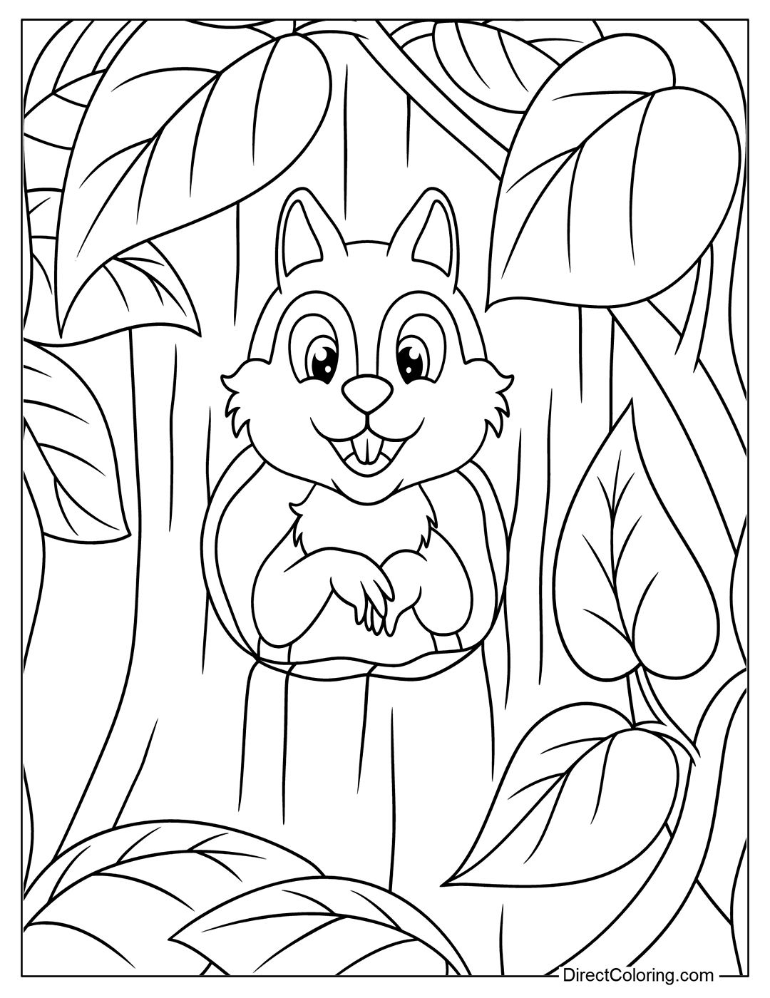 Squirrel in The Big House on a Tree Coloring Free